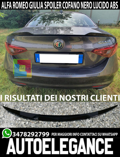 ALFA ROMEO GIULIA 2015+ FAST DESIGN HOOD SPOILER IN GLOSSY BLACK ABS