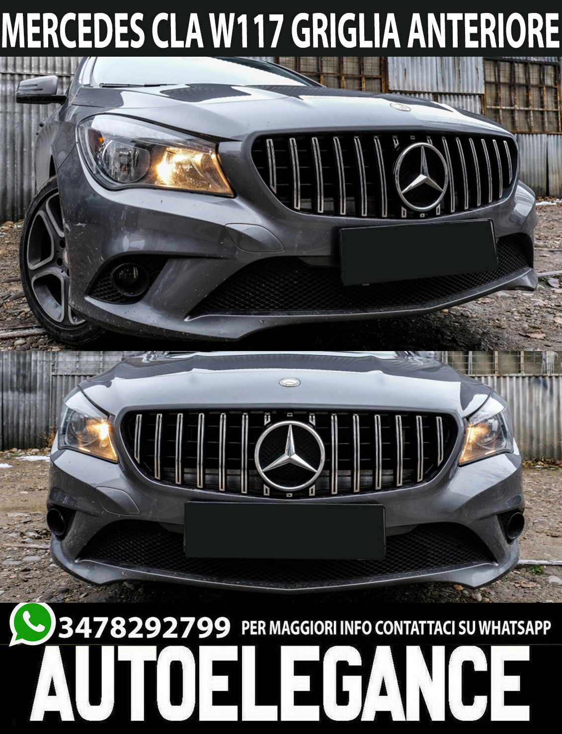 FRONT GRILLE CLA C117 A117 W117 GT LOOK CHROME NEWS