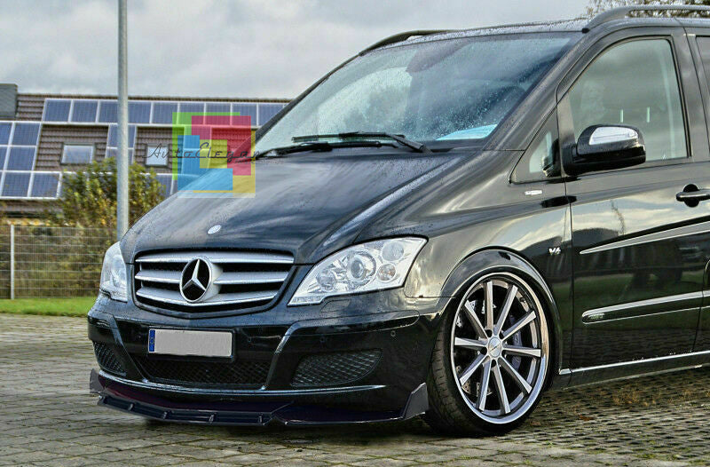 MERCEDES W639 VITO VIANO FRONT BUMPER SPLITTER GLOSS BLACK RS LOOK