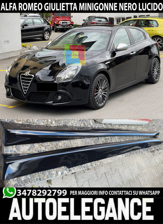 MINIGONNE LATERALI ALFA ROMEO GIULIETTA 2010-2020 SOTTO PORTA NERO LUCIDO 0121