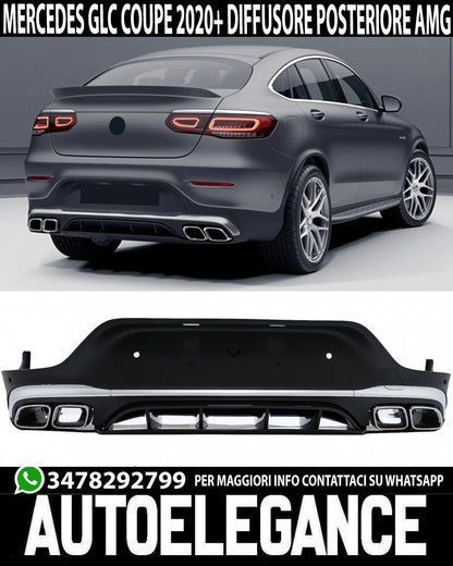 MERCEDES GLC COUPE C253 2020+ LIFT ABS REAR DIFFUSER AND STAINLESS STEEL TIPPER