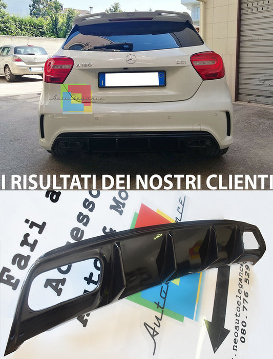 MERCEDES A-CLASS W176 AMG GLOSS BLACK ABS REAR DIFFUSER A45 LOOK