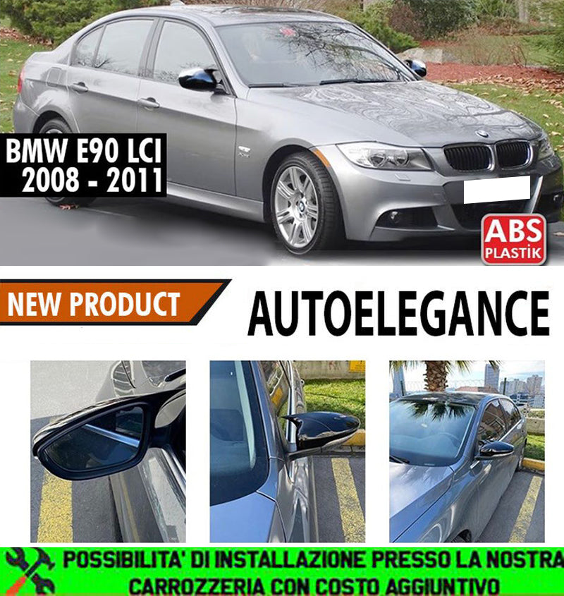 CALOTTE ADESIVE SPECCHI BMW 3 E90 E91 LCI SPECCHIETTI RETROVISORI NERO LUCIDO AUTOELEGANCERICAMBI