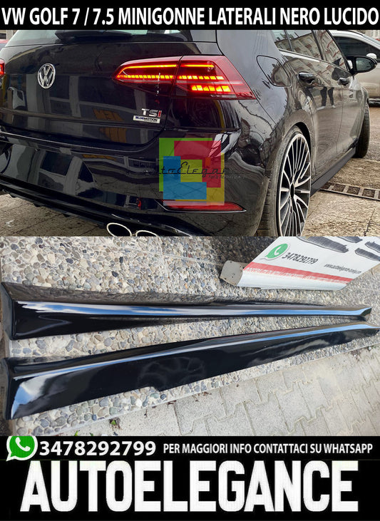 MINIGONNE LATERALI SOTTO PORTA VW GOLF 7 VII 2012-2019 ABS NERO LUCIDO 0121