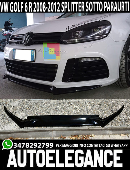 VW GOLF 6 RLINE UNDER FRONT BUMPER ABS GLOSS BLACK SPLITTER BLADE