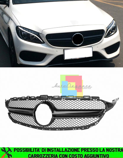 MERCEDES CLASSE C W205 S205 2014-2018 GRIGLIA ANTERIORE AMG PROFILO NERO