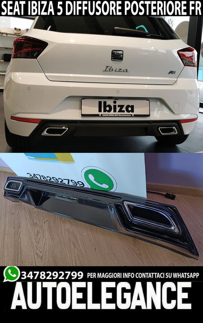 SEAT IBIZA 5 V 2017-2021 DIFFUSORE FR NERO SOTTO PARAURTI POSTERIORE 0201