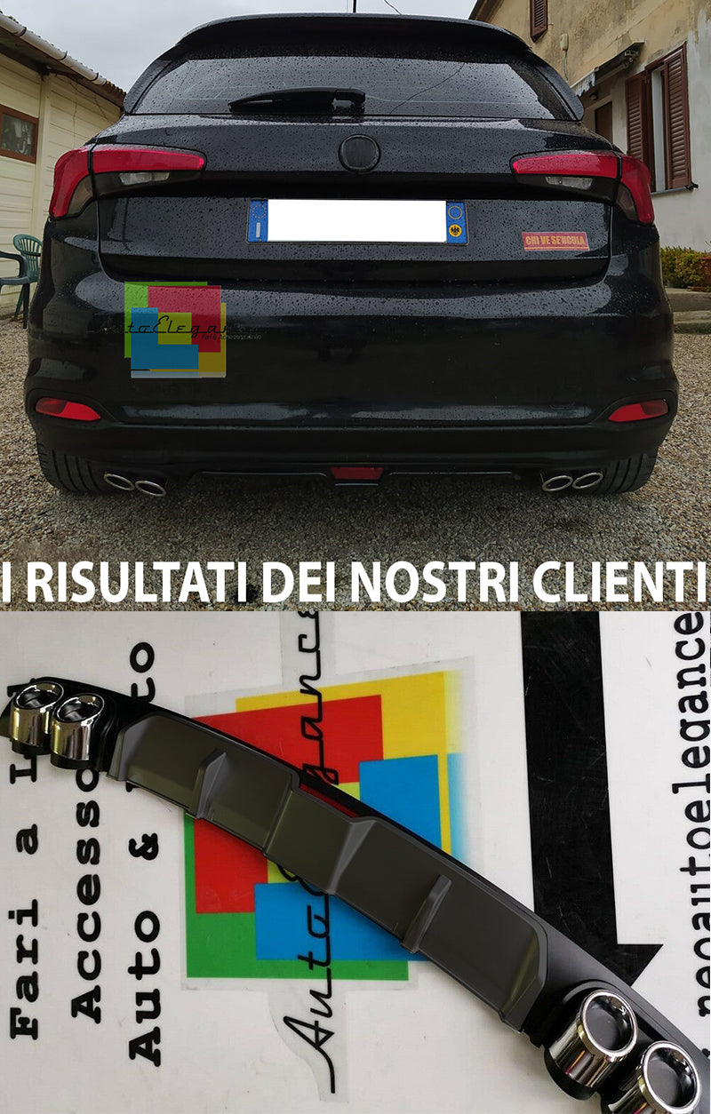 FIAT TIPO 2015+ SOTTO PARAURTI POSTERIORE DIFFUSORE NERO QUATTRO TERMINALI ABS