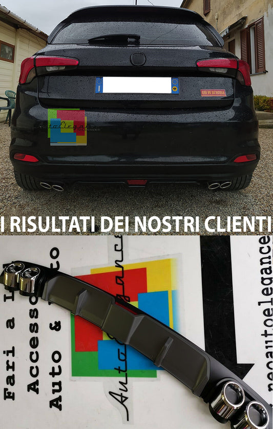 FIAT TIPO 2015+ SOTTO PARAURTI POSTERIORE DIFFUSORE NERO QUATTRO TERMINALI ABS