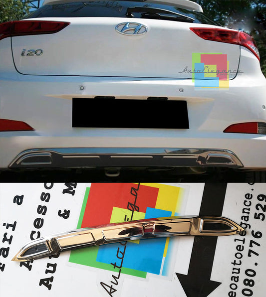 SOTTO PARAURTI ACCIAIO INOX HYUNDAI I20 2015 IN POI DIFFUSORE POSTERIORE CROMATO