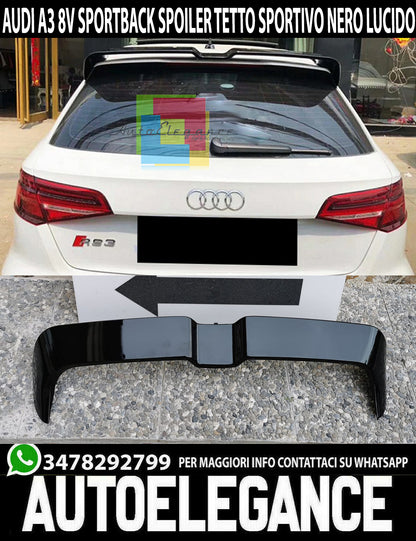 SPOILER POSTERIORE AUDI A3 8V SPORTBACK ALETTONE TETTO NERO LUCIDO ABS