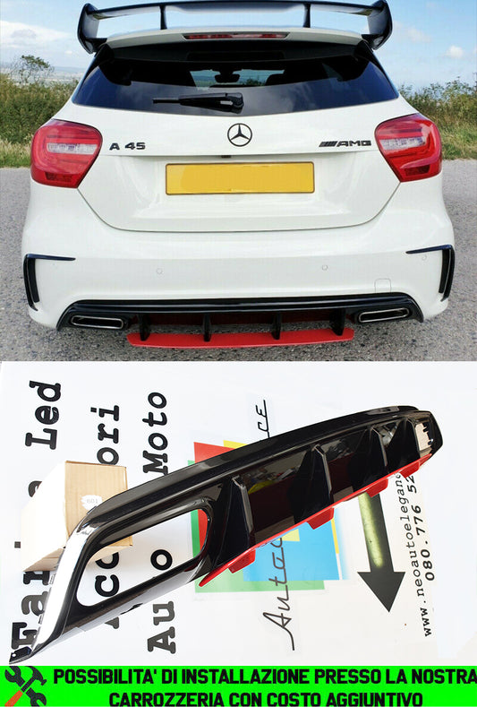 MERCEDES A-CLASS W176 2012-2018 BLACK DIFFUSER RED PROFILE AMG LOOK
