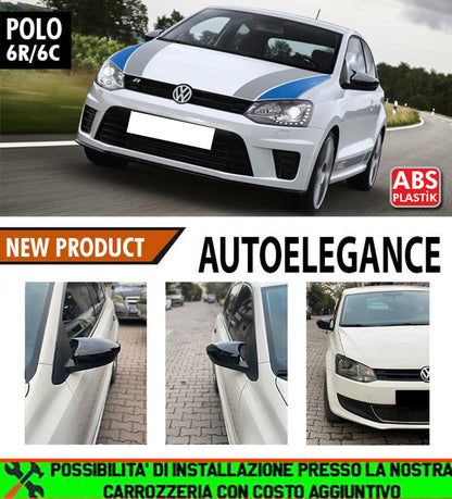 CALOTTE ADESIVE SPECCHI VW POLO 6R 6C SPECCHIETTI RETROVISORI NERO LUCIDO AUTOELEGANCERICAMBI