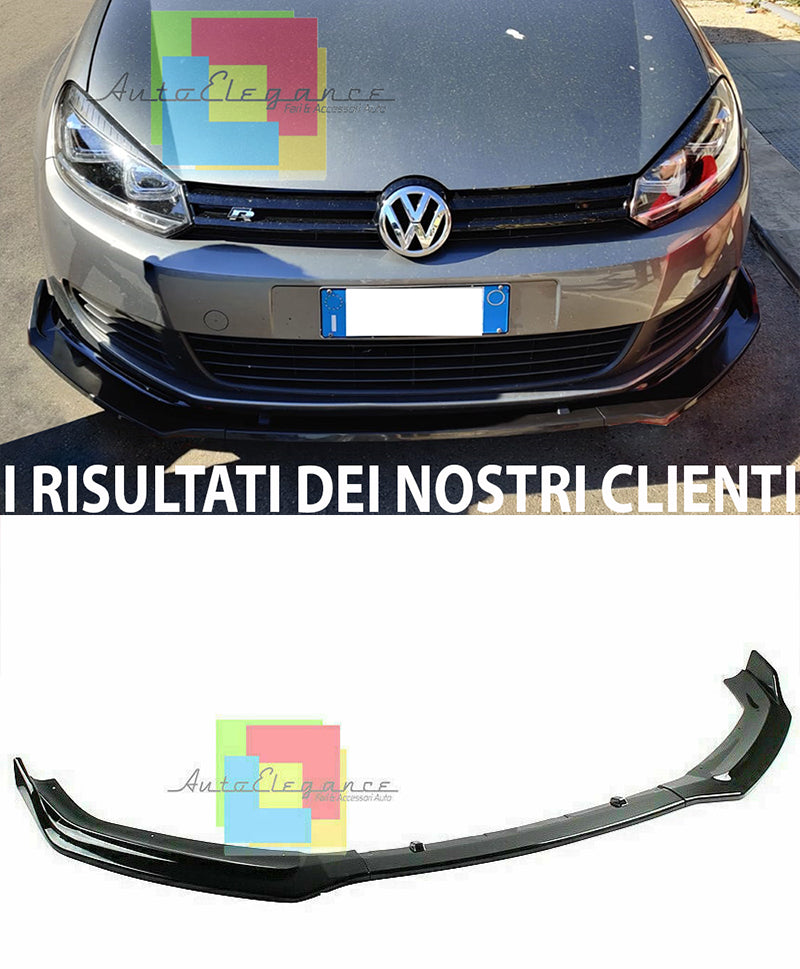 VW GOLF 6 VI 2008-2012 LAMA SOTTO PARAURTI ANTERIORE IN ABS SPLITTER NERO LUCIDO