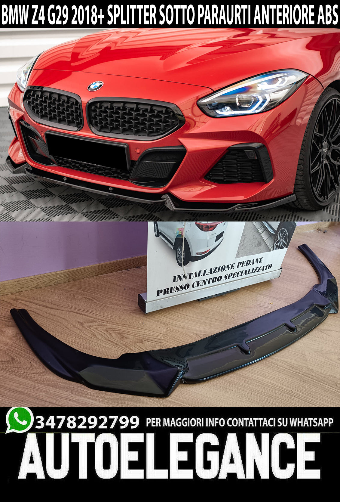 SPLITTER SUITABLE FOR BMW Z4 G29 2018+ M LOOK GLOSSY BLACK SPORTY DESIGN