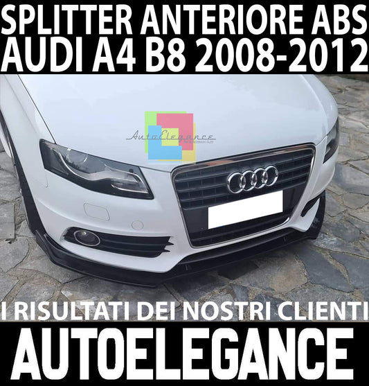 AUDI A4 B8 2008-2012 SOTTO PARAURTI ANTERIORE ABS NERO LUCIDO SPLITTER AUTOELEGANCERICAMBI
