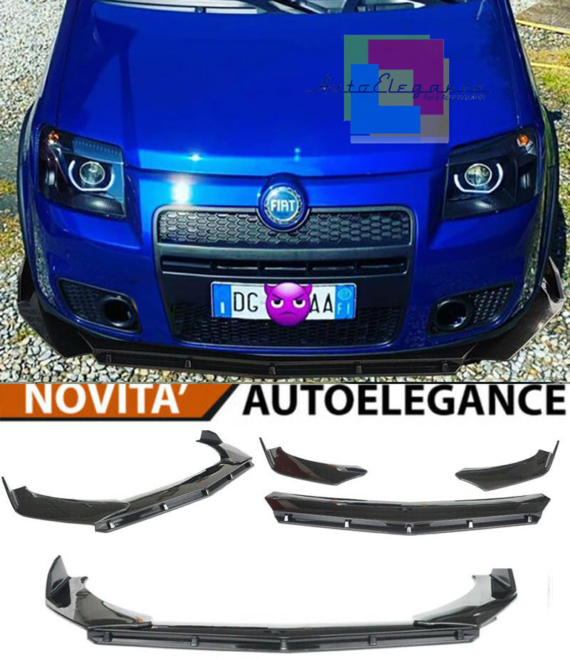 FIAT PANDA 169 2004-2012 SPLITTER PARAURTI ANTERIORE NERO LUCIDO LOOK RS