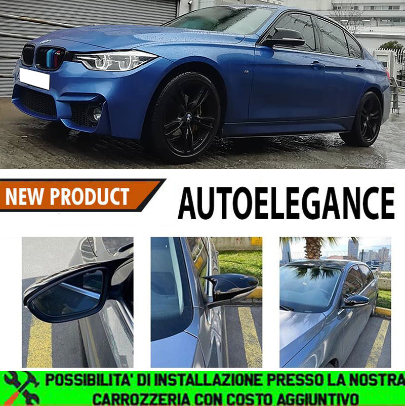 BMW SERIE 3 F30 F31 CALOTTE ADESIVE SPECCHI SPECCHIETTI RETROVISORI NERO LUCIDO AUTOELEGANCERICAMBI