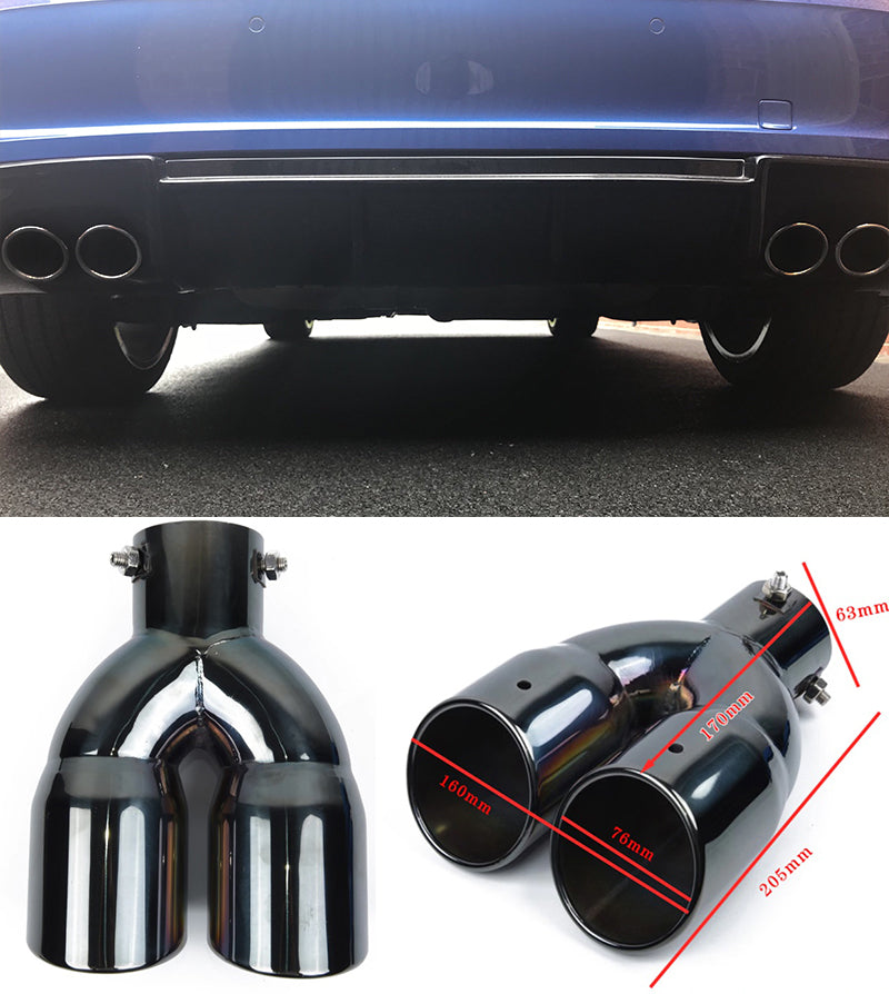 AUDI A3 A4 A5 A6 TT TERMINALI DI SCARICO ACCIAIO INOX NERO LUCIDO SLINE S3 S4 S5 AUTOELEGANCERICAMBI