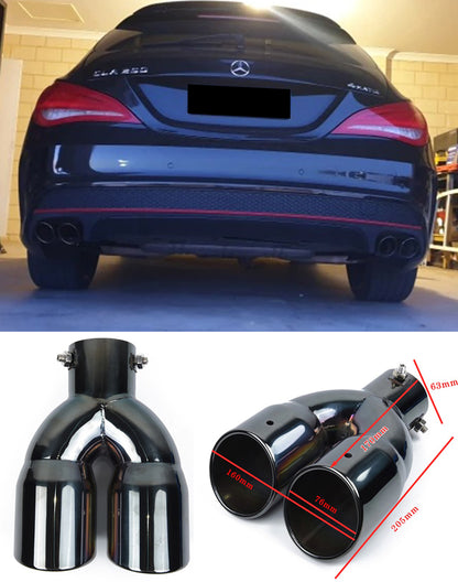 MERCEDES CLA W117 2013-2018 EXHAUST PIPE STAINLESS STEEL GLOSS BLACK AMG B