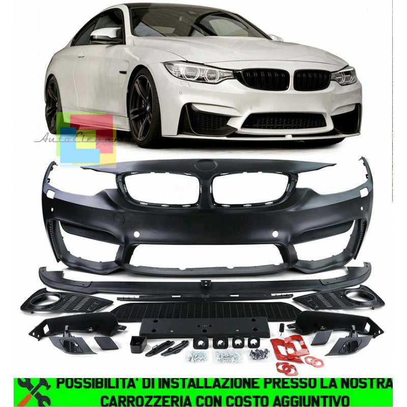 BMW SERIE 4 F32 2013-2017 PARAURTI ANTERIORE DESIGN M4 + MINIGONNE LATERALI SOTTO PORTA LOOK M TECH AUTOELEGANCERICAMBI