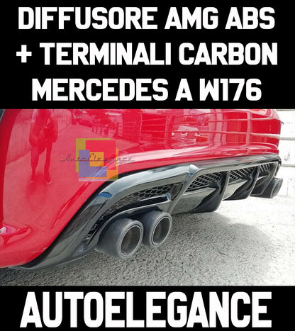 MERCEDES A-CLASS W176 2012-2018 AMG REAR DIFFUSER WITH CARBON LOOK TIP-PIPE