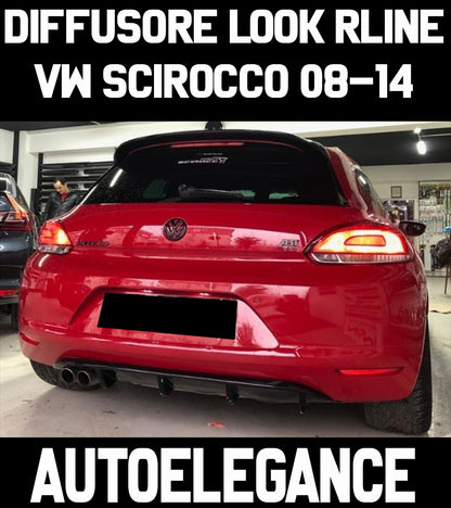VW SCIROCCO 2008-2014 REAR DIFFUSER UNDER BUMPER RLINE LOOK IN ABS
