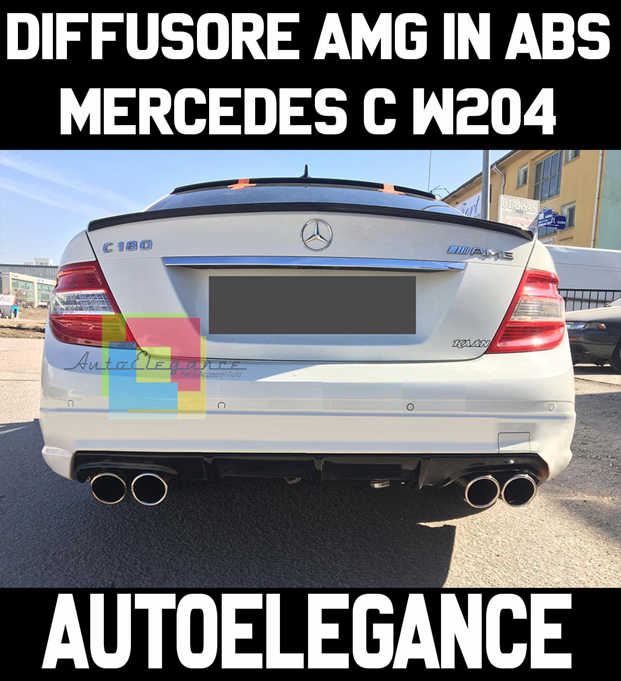 MERCEDES CLASSE C W204 DIFFUSORE POSTERIORE AMG NERO LUCIDO - IN ABS