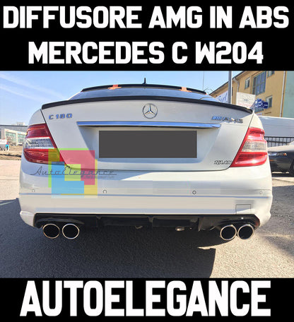 MERCEDES CLASSE C W204 DIFFUSORE POSTERIORE AMG NERO LUCIDO - IN ABS