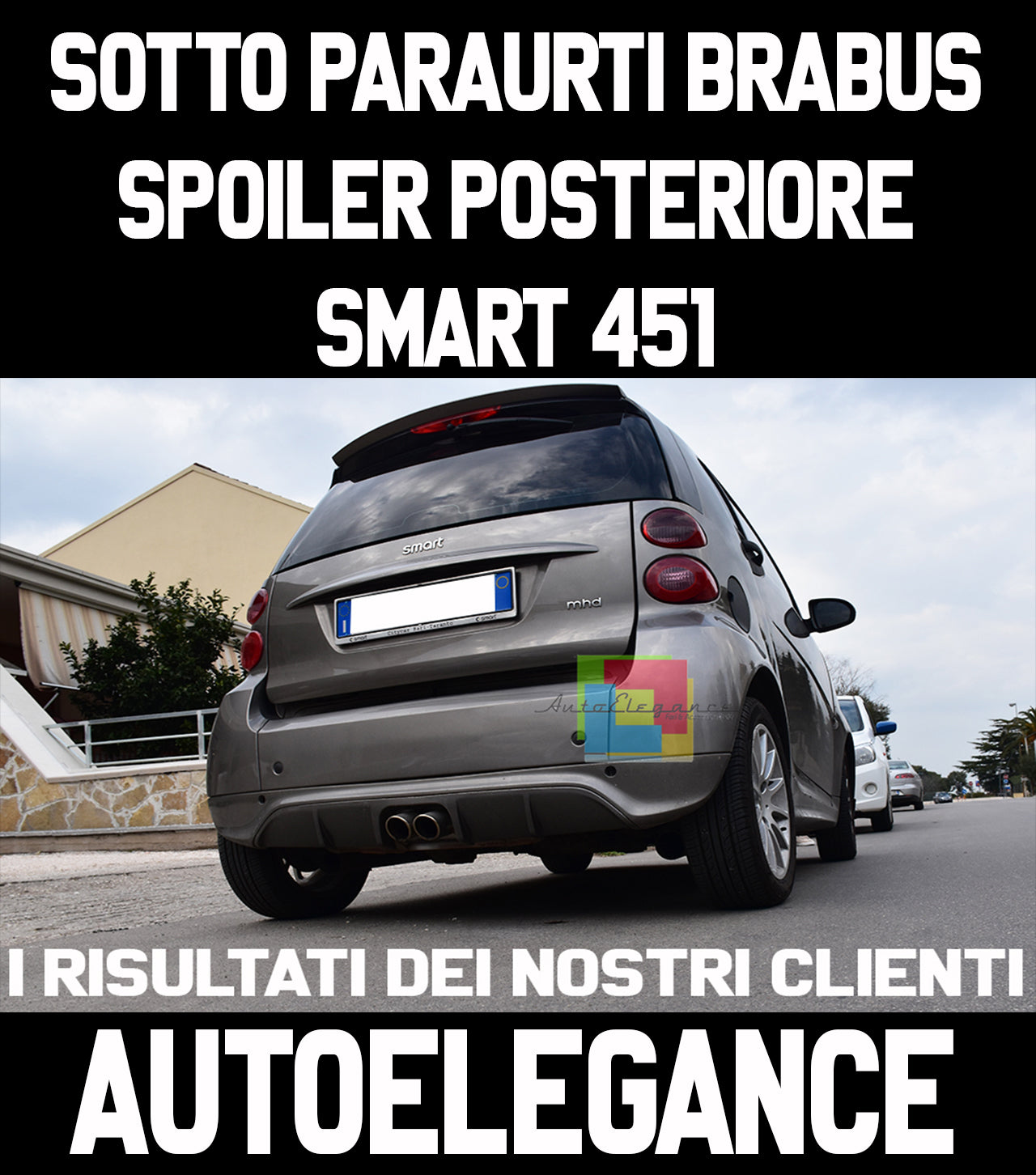 SMART FORTWO 451 2012-2015 DOPPIO ESTRATTORE SPOILER DIFFUSORE POSTERIORE
