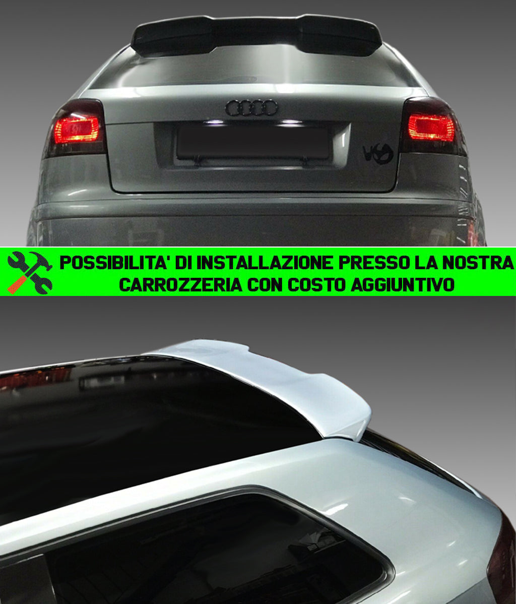 AUDI A3 8P 3 PORTE 2003-2012 ALETTONE SUL TETTO RS3 SPOILER POSTERIORE IN ABS AUTOELEGANCERICAMBI