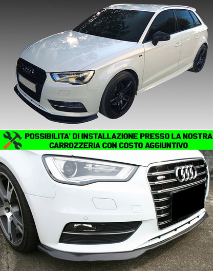 AUDI A3 8V 2012-2015 SOTTO PARAURTI LAMA ANTERIORE SPOILER ABS / PLASTIC AUTOELEGANCERICAMBI