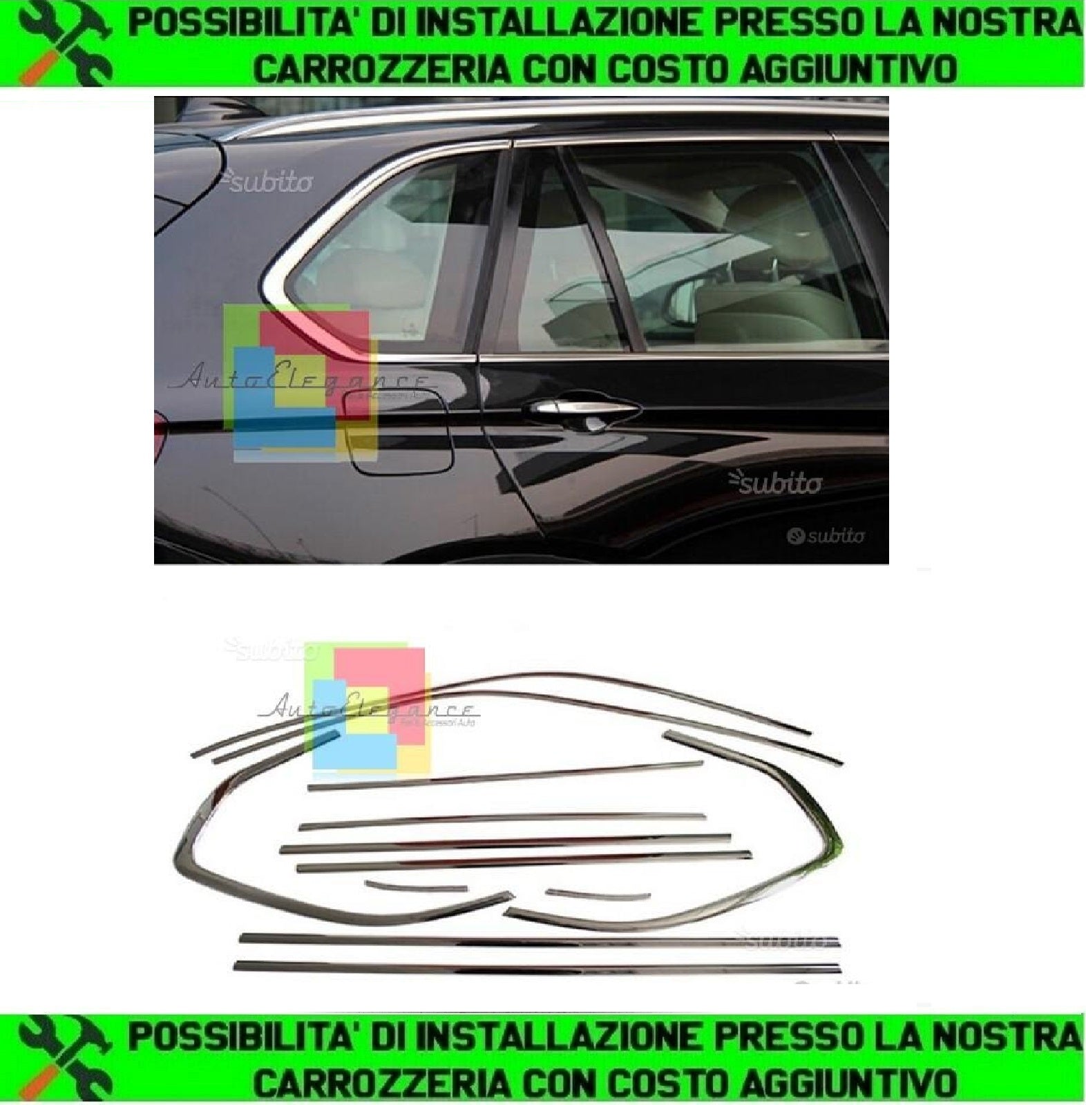 CORNICE CROMATA PER FINESTRINI BMW X5 E70 2008-2013 AUTOELEGANCERICAMBI