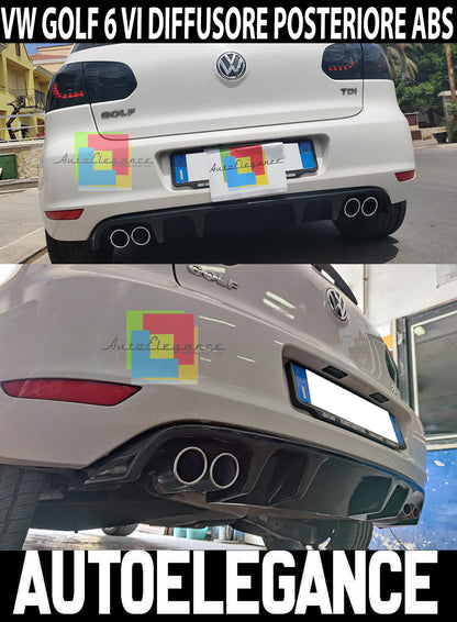 UNDER REAR BUMPER VW GOLF 6 08-12 DIFFUSER DOUBLE EXHAUST GLOSS BLACK