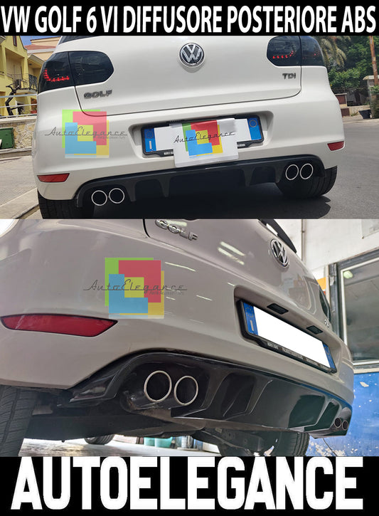 SOTTO PARAURTI POSTERIORE VW GOLF 6 08-12 DIFFUSORE DOPPIO SCARICO NERO LUCIDO