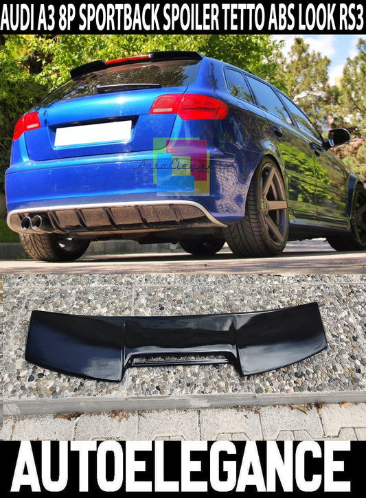 SPOILER POSTERIORE TETTO AUDI A3 8P 05-12 SPORTBACK LOOK RS3 IN ABS NEW