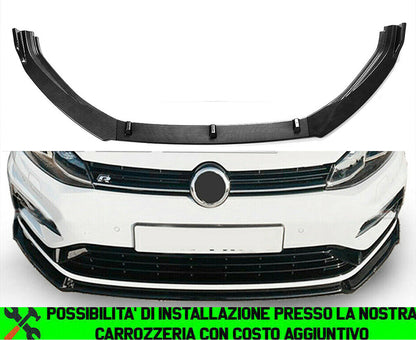 VW GOLF 7 7.5 VII LAMA SOTTO PARAURTI ANTERIORE IN ABS LOOK SPLITTER CARBON LOOK