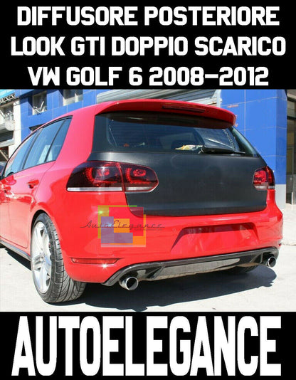 VW GOLF 6 VI 2008-2012 SPOILER SOTTO PARAURTI DIFFUSORE POSTERIORE GTI ABS