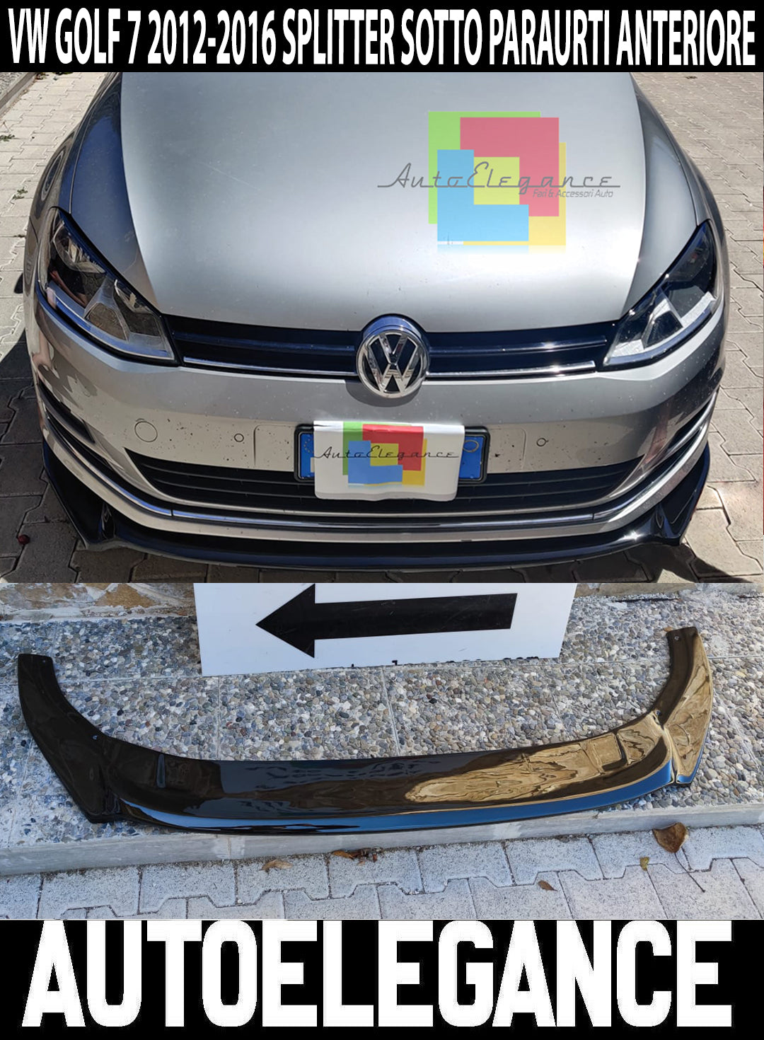 LIP UNDER FRONT BUMPER VW GOLF 7 VII STANDARD 2012-2016 ABS BLACK SPLITTER