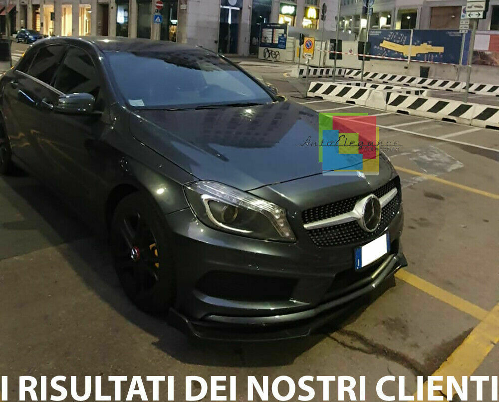 0193 MERCEDES A W176 2012-2015 SPLITTER ANTERIORE SOTTO PARAURTI ABS NERO LAMA AUTOELEGANCERICAMBI