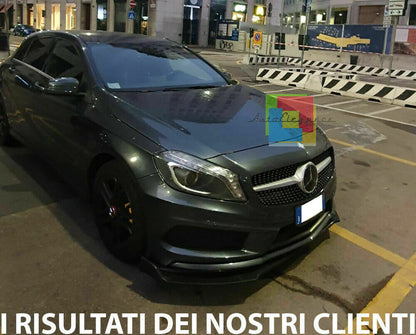 0193 MERCEDES A W176 2012-2015 SPLITTER ANTERIORE SOTTO PARAURTI ABS NERO LAMA AUTOELEGANCERICAMBI