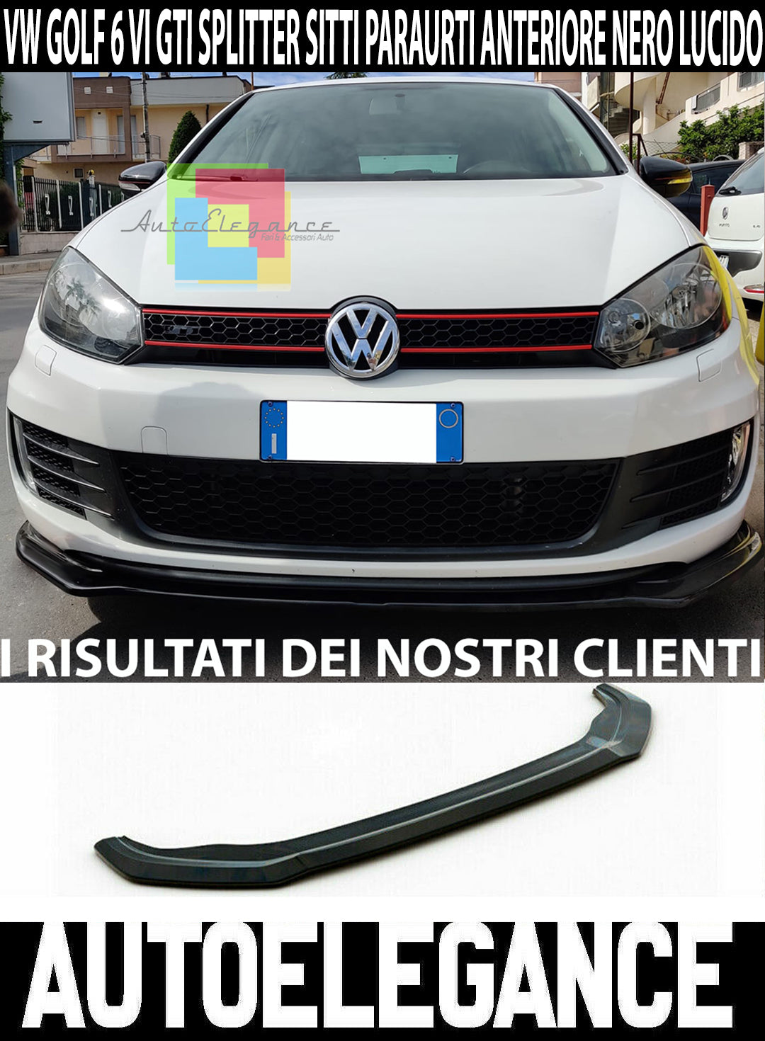 VW GOLF 6 GTI UNDER FRONT BUMPER ABS SPORT LOOK BLACK SPLITTER BLADE