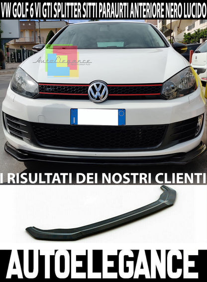 VW GOLF 6 GTI UNDER FRONT BUMPER ABS SPORT LOOK BLACK SPLITTER BLADE