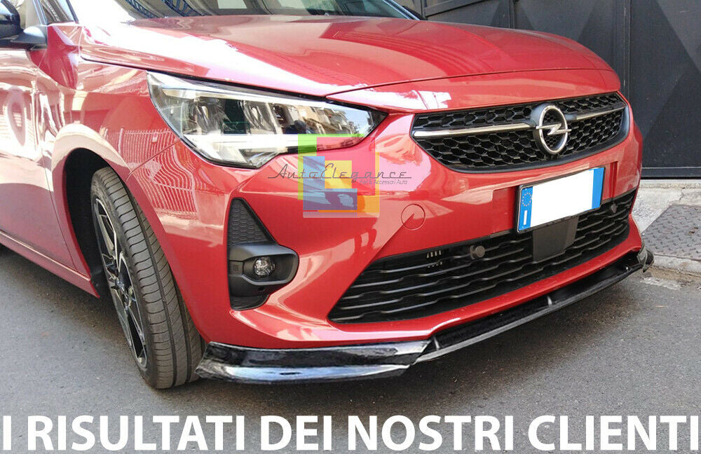 OPEL CORSA F FRONT BUMPER BLADE IN ABS SPORTS LOOK BLACK SPLITTER