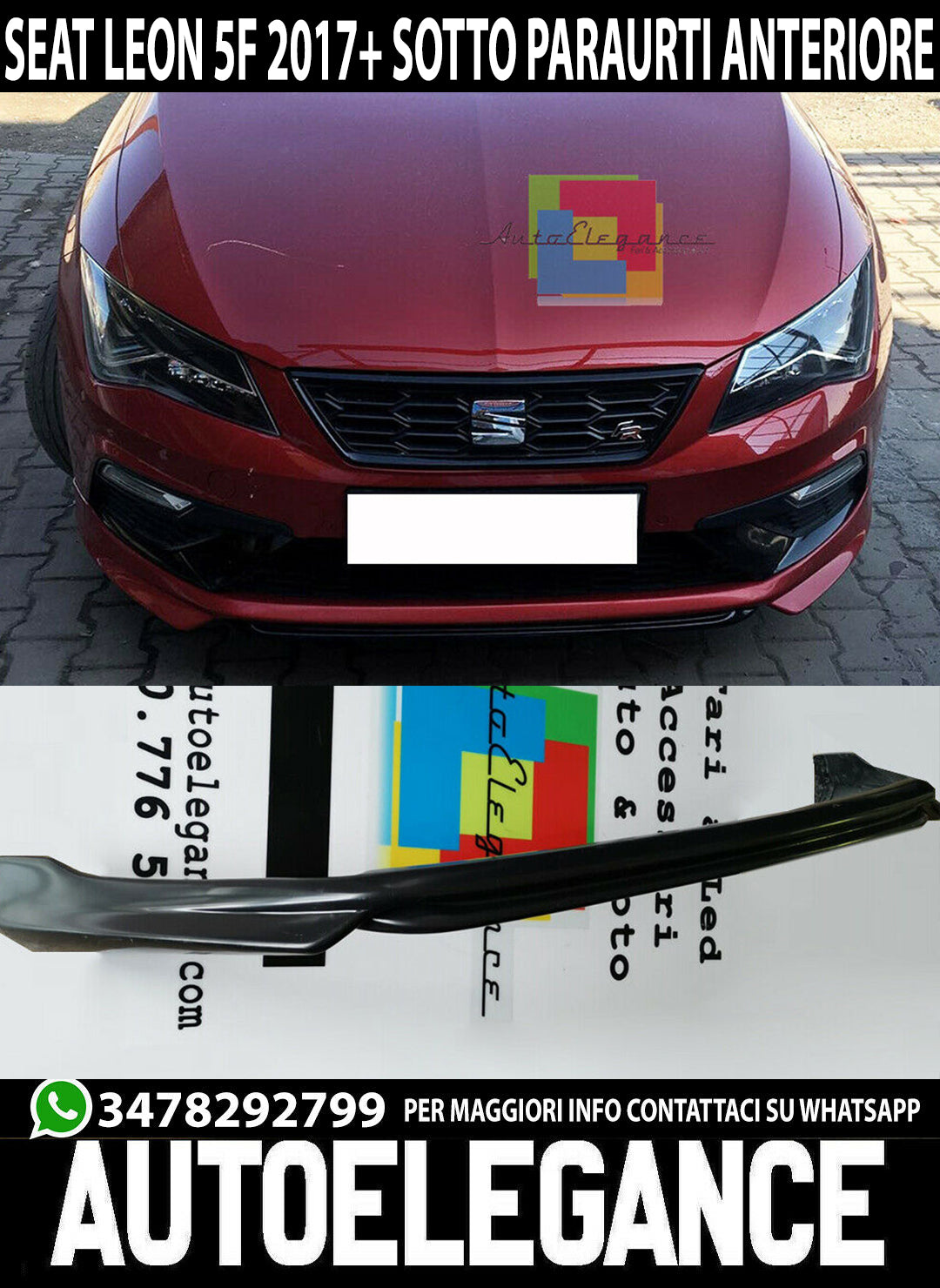 SEAT LEON 5F 2017+ LIFT SPOILER LOOK FR SPOILER SOTTO PARAURTI ANTERIORE ABS