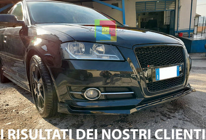 FRONT BUMPER UNDER AUDI A3 8P 08-12 LIFT ABS GLOSS BLACK LIP SPLITTER 0100