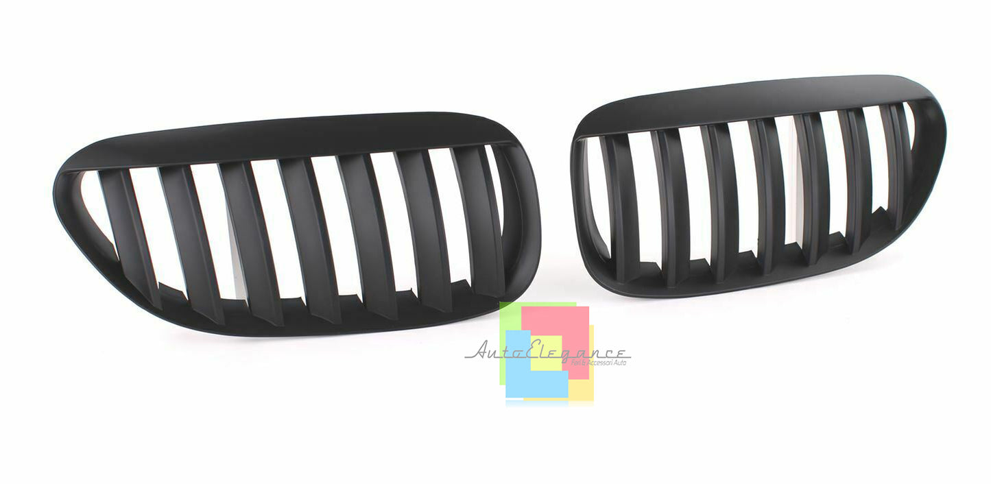 BMW SERIE 6 E63 E64 GRIGLIE ANTERIORI NERO OPACO LOOK M AUTOELEGANCERICAMBI