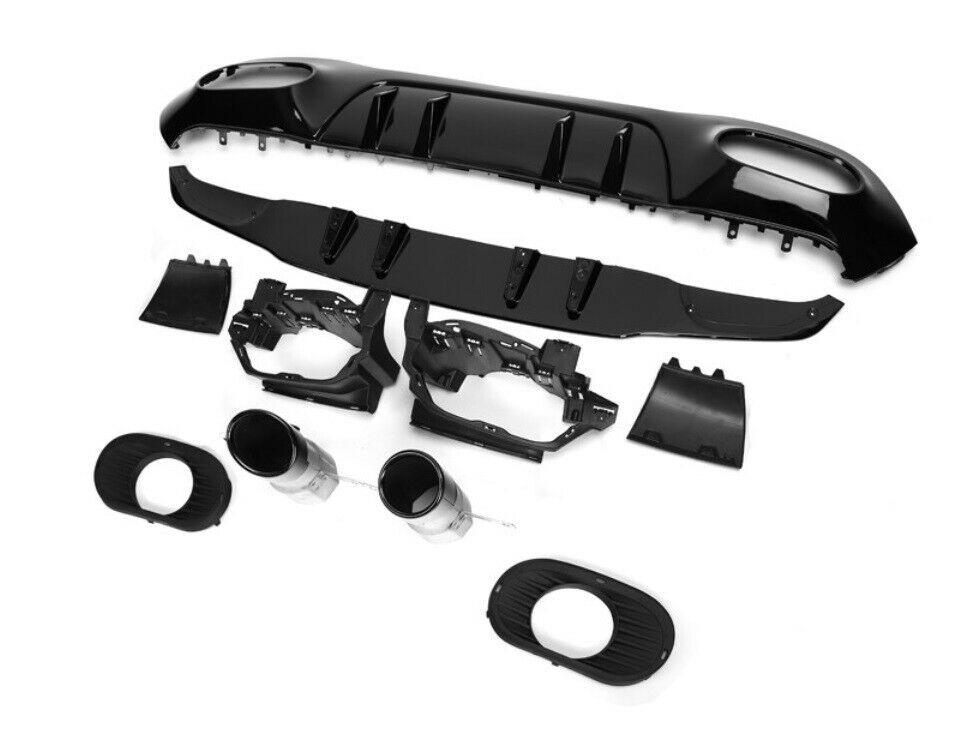 MERCEDES A-CLASS W177 SEDAN AMG REAR DIFFUSER WITH STAINLESS STEEL TIPPER A35