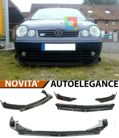 VW POLO 9N ABS FRONT BUMPER BLADE RS LOOK BLACK SPLITTER