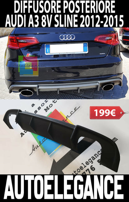 AUDI A3 8V SPORTBACK 2012-2015 DIFFUSORE POSTERIORE PARAURTI SLINE AUTOELEGANCERICAMBI